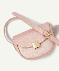 Sac bandoulière fille à paillettes rose