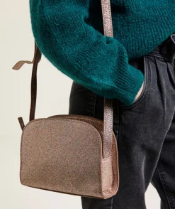 Sac bandoulière fille pailleté rose