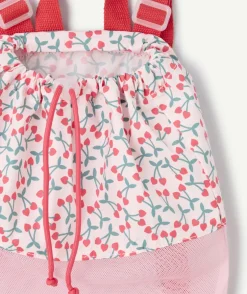 Sac à dos bébé fille imprimé cerises rose