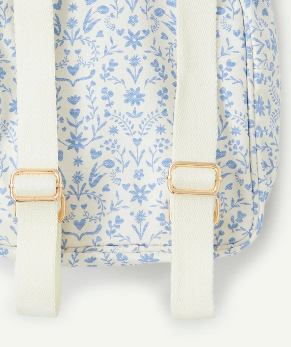 Sac à dos bébé fille imprimé floral bleu