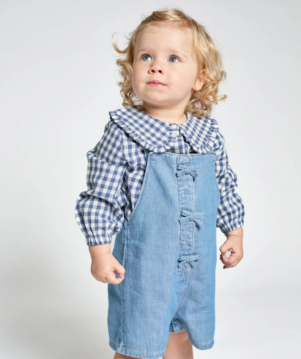 Salopette bébé fille en denim bleu