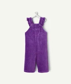 Salopette bébé fille en fibres recyclées violette avec volants