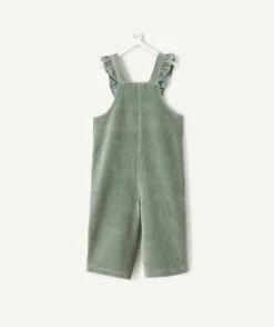 Salopette bébé fille en velours vert