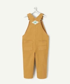 Salopette bébé garçon marron à bretelles avec poche et patch