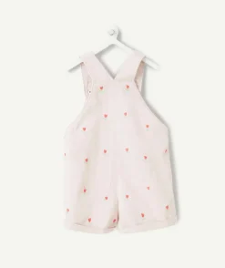 Salopette en jean bébé fille coton rose imprimée