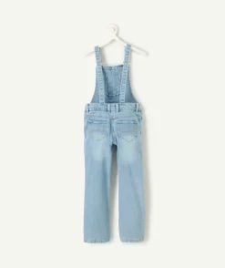 Salopette longue à jambes évasées en denim bleu clair pour fille