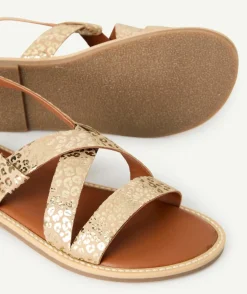 Sandales fille dorée imprimé léopard