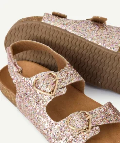 Sandales fille paillettes rose