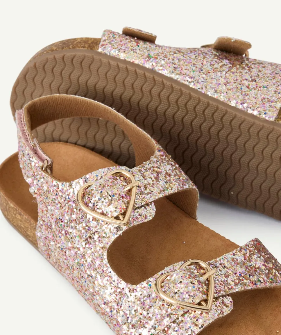 Sandales fille paillettes rose