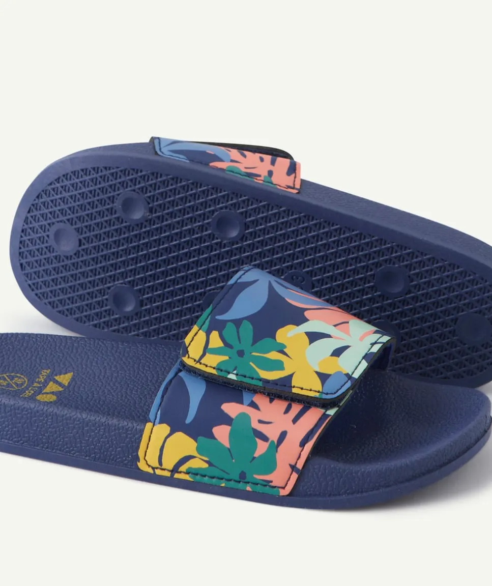Sandales garçon imprimé tropical bleu