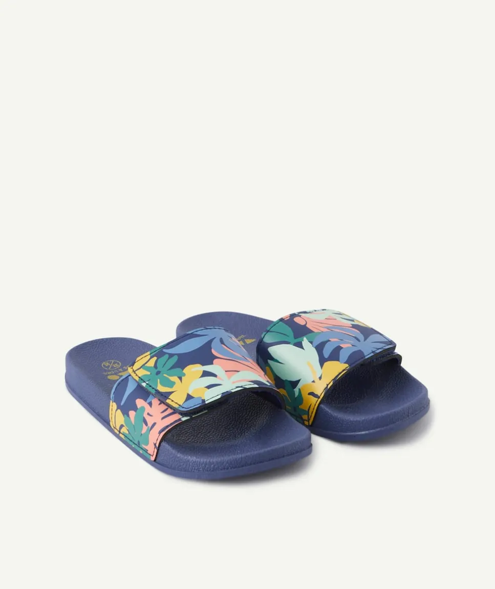 Sandales garçon imprimé tropical bleu