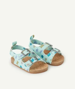Sandales ouvertes bébé garçon à scratch vertes imprimé croco