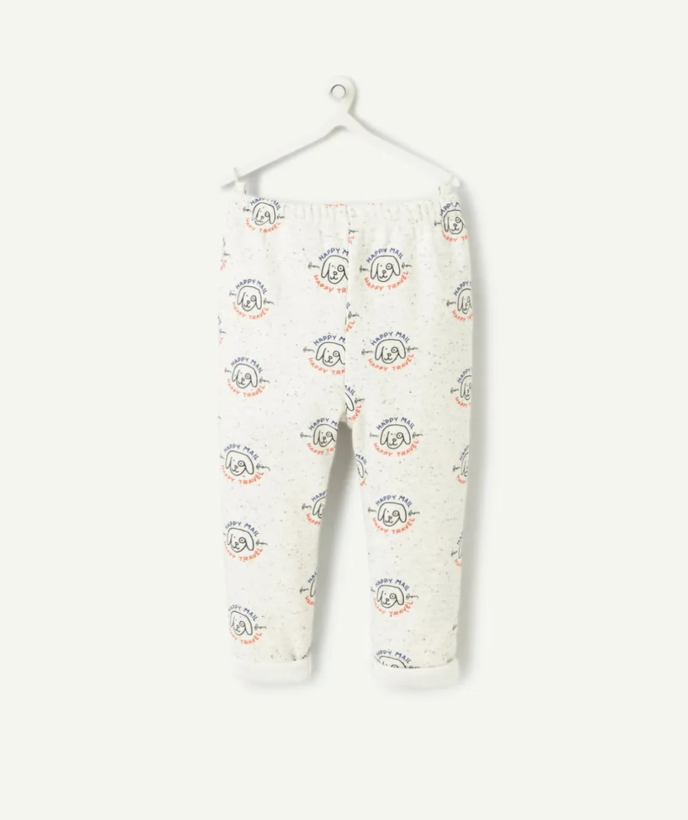 Sarouel bébé garçon en fibres recyclées gris imprimé chien