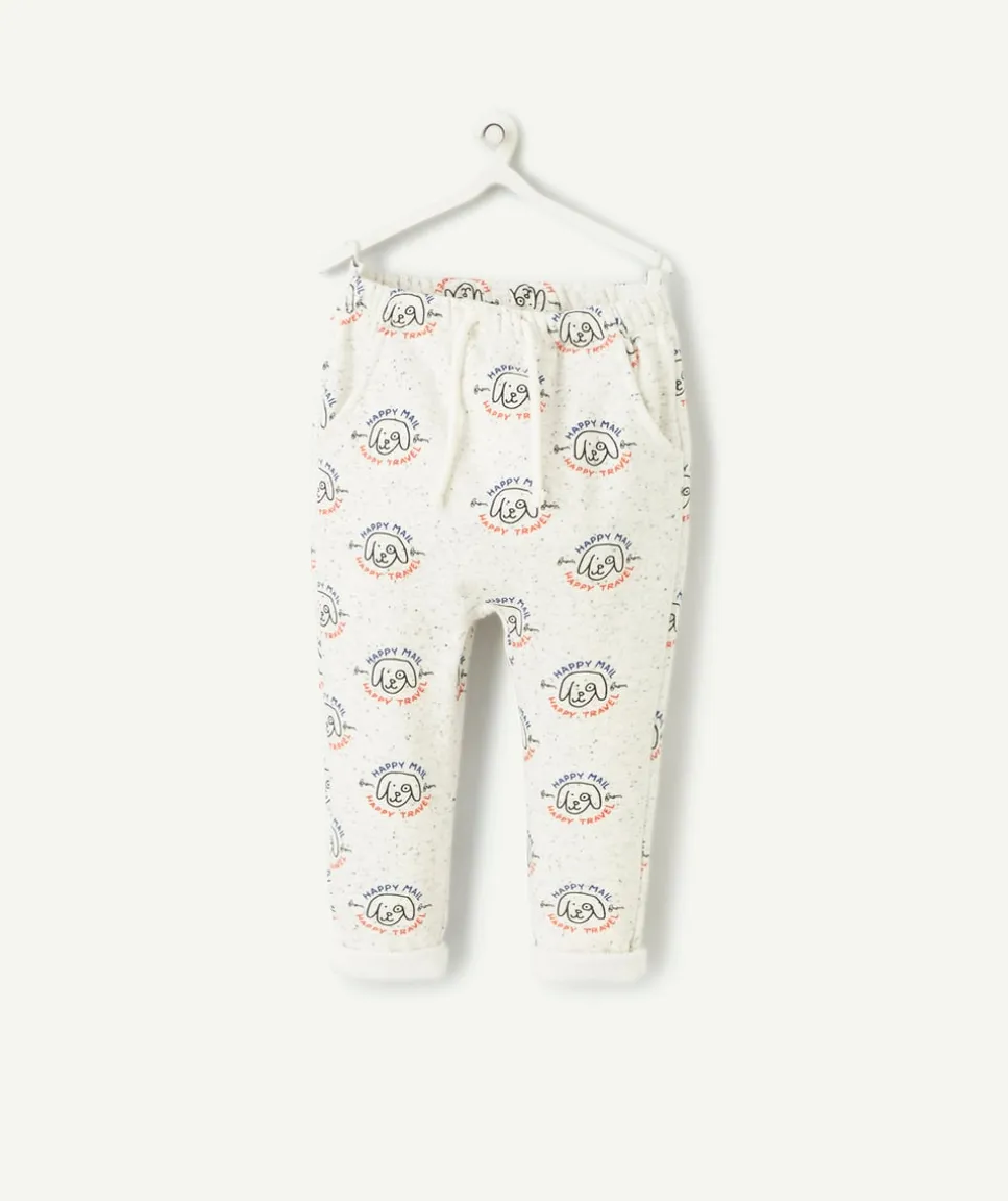 Sarouel bébé garçon en fibres recyclées gris imprimé chien
