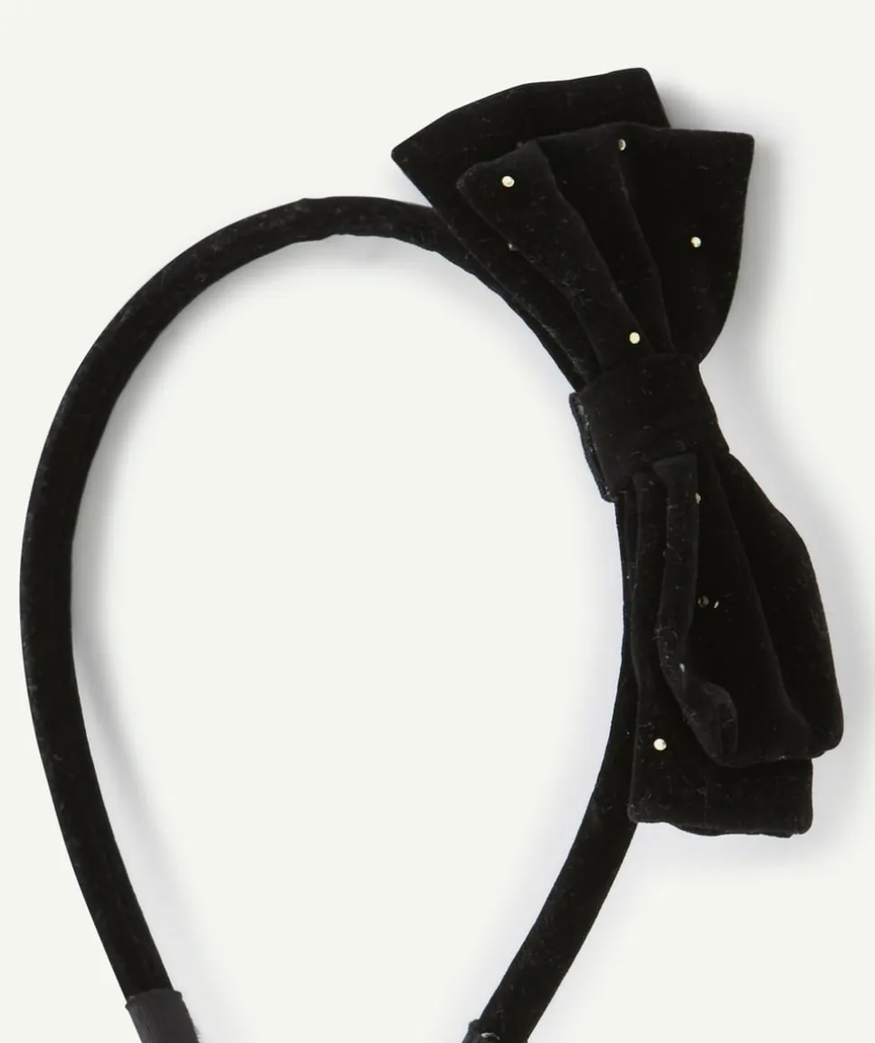 Serre-tête fille noir avec nœud en velours