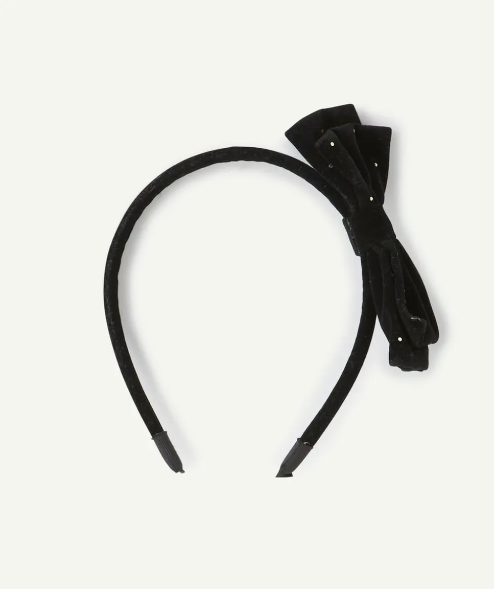Serre-tête fille noir avec nœud en velours