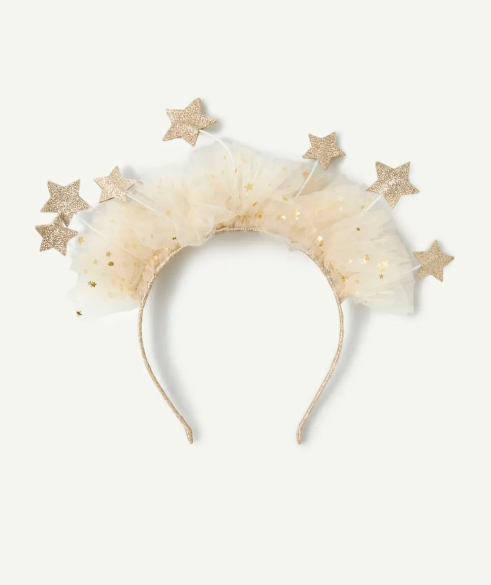 Serre-tête fille tulle étoiles couleur dorée