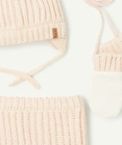 Set tricot bébé fille en fibres recyclées roses petites oreilles