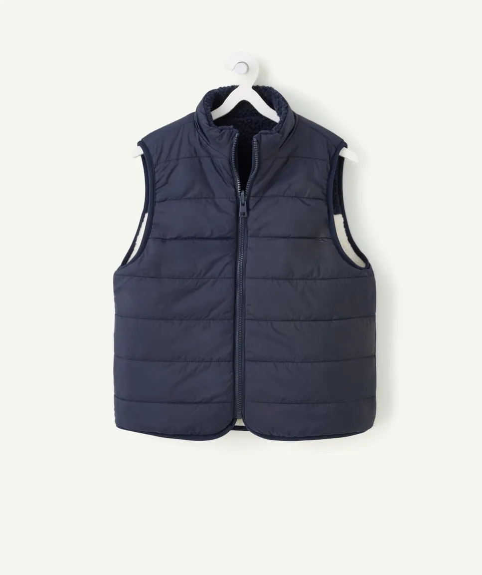 Sherpa sans manches garçon réversible colorblock zippé