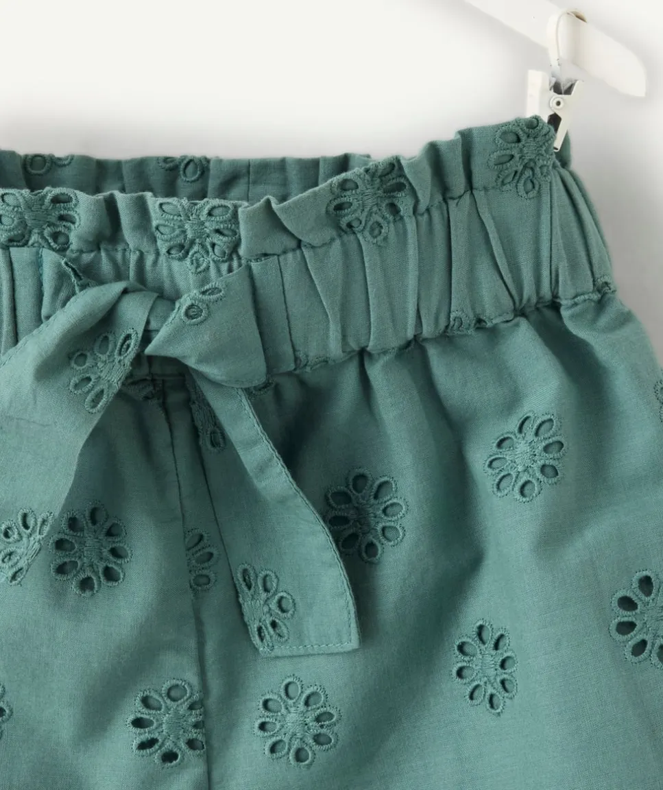 Short bébé fille broderie vert