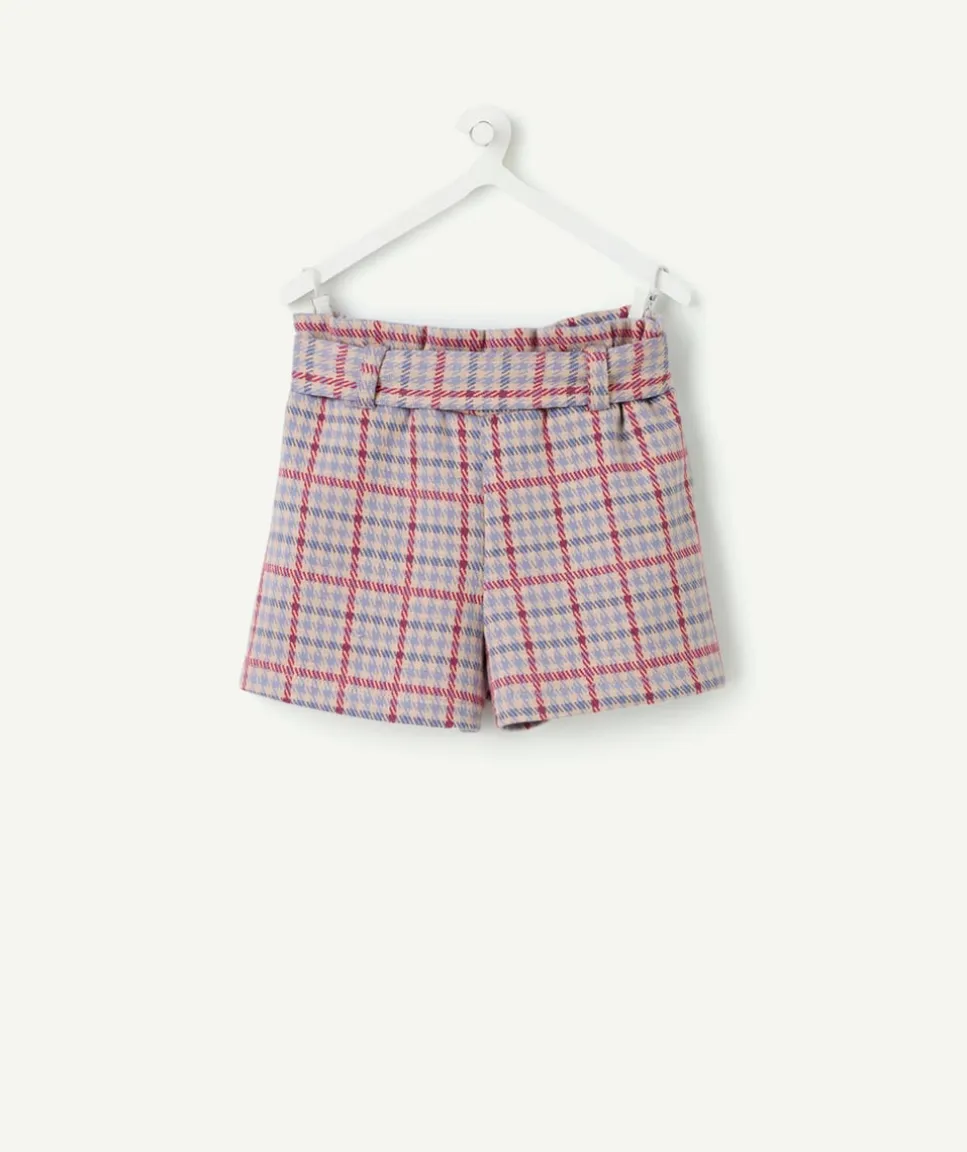 Short bébé fille à carreaux avec ceinture