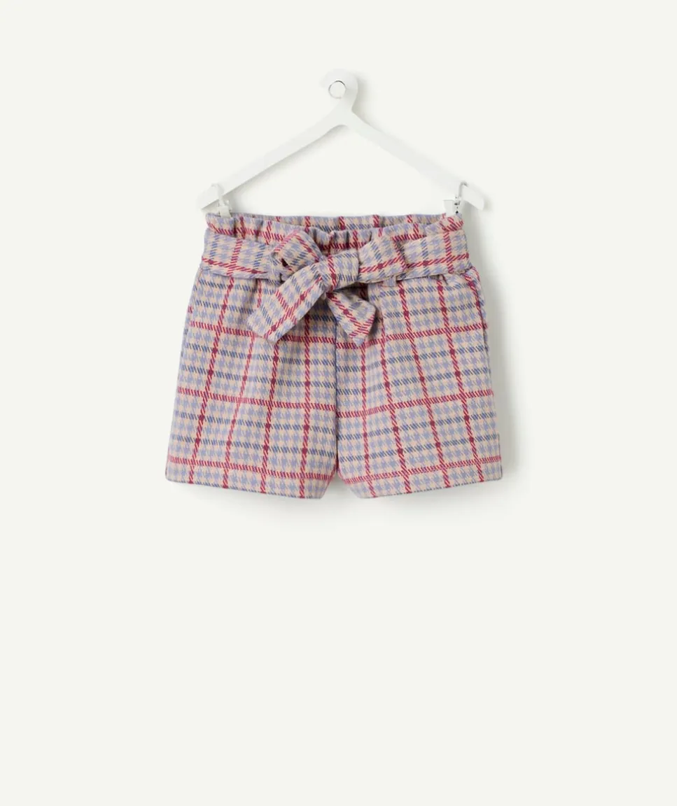 Short bébé fille à carreaux avec ceinture