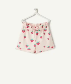 Short bébé fille en coton biologique rose imprimé fraises