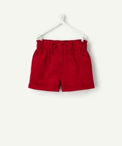 Short bébé fille en velours rouge