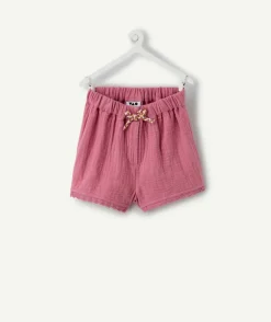 Short bébé fille gaze de coton rose