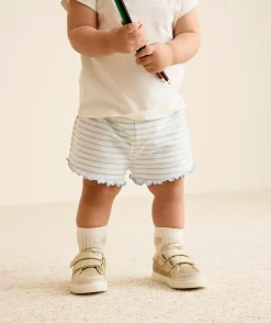 Short bébé fille rayé blanc et bleu