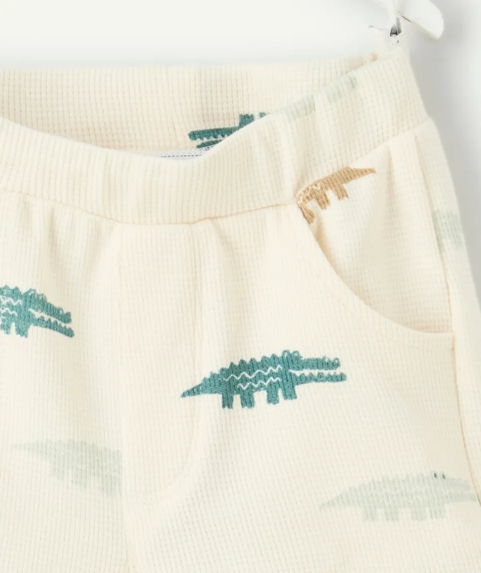 Short bébé garçon écru imprimé crocodiles