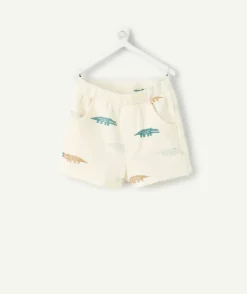 Short bébé garçon écru imprimé crocodiles