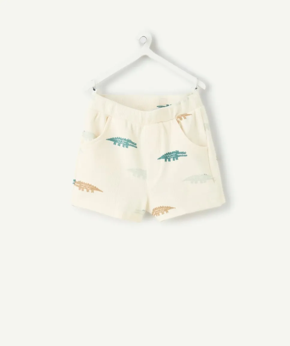 Short bébé garçon écru imprimé crocodiles