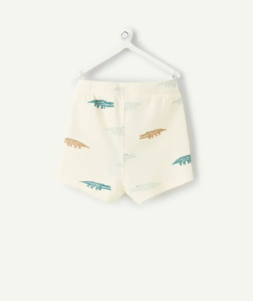 Short bébé garçon écru imprimé crocodiles