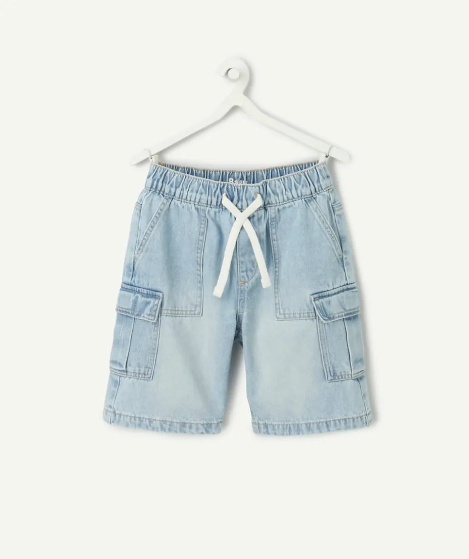 Short cargo garçon en denim délavé