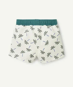 Short de bain bébé garçon blanc imprimé palmier