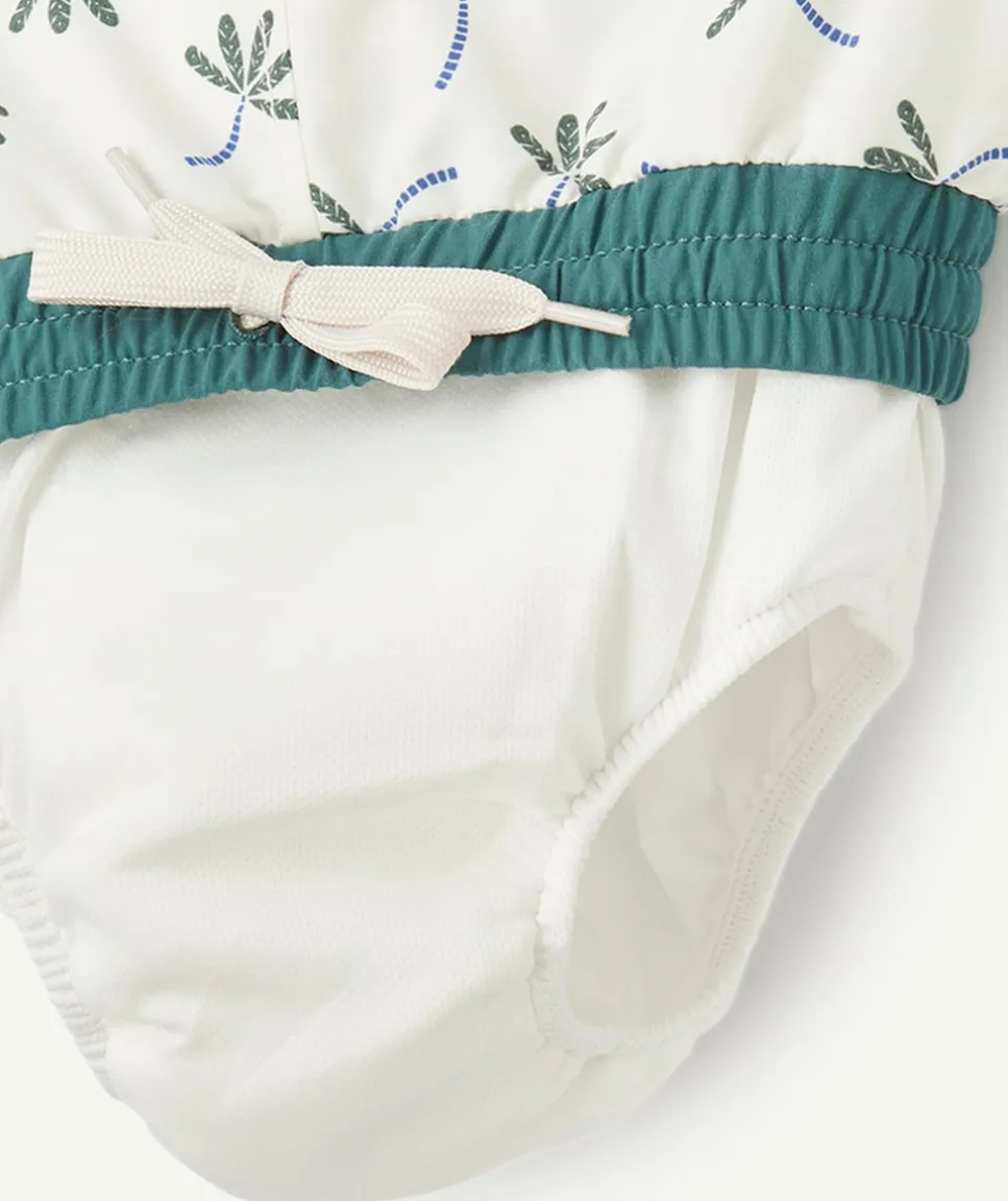 Short de bain bébé garçon blanc imprimé palmier