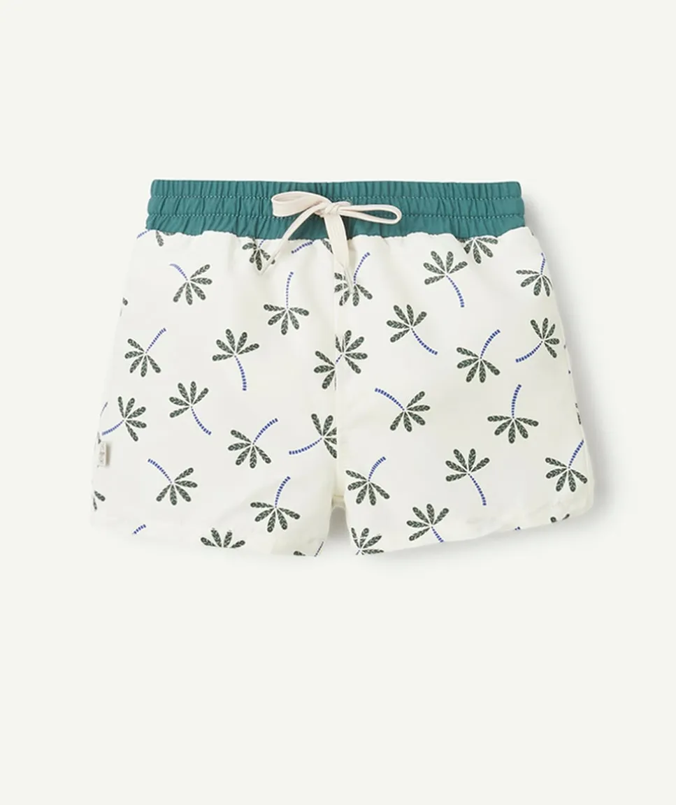 Short de bain bébé garçon blanc imprimé palmier
