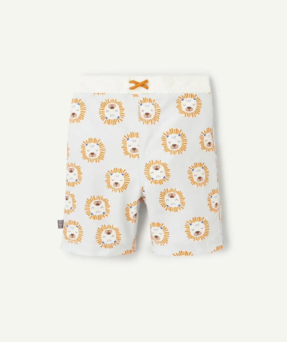 Short de bain bébé garçon bleu avec imprimé lion