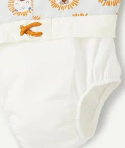 Short de bain bébé garçon bleu avec imprimé lion