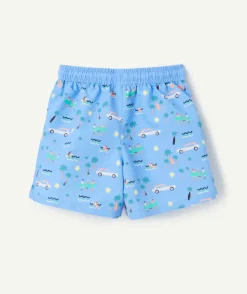 Short de bain bébé garçon en fibres recyclées bleu imprimé été