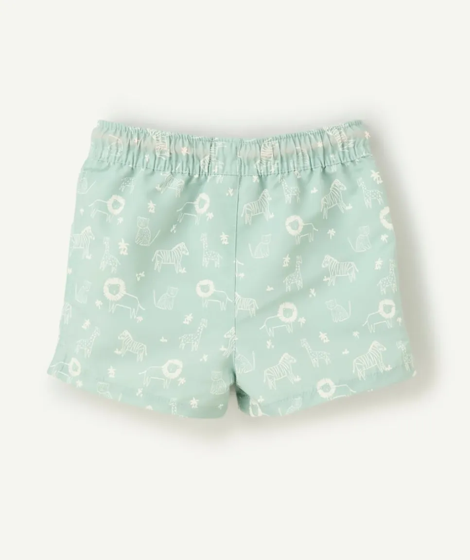 Short de bain bébé garçon vert motifs animaux