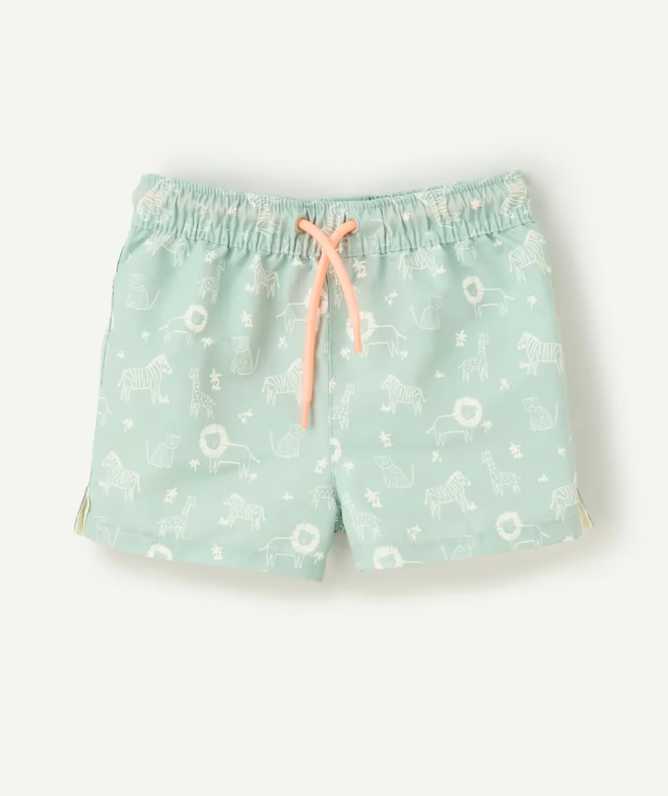 Short de bain bébé garçon vert motifs animaux