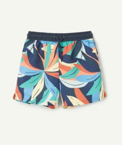 Short de bain garçon en fibres recyclées imprimé coloré