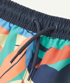 Short de bain garçon en fibres recyclées imprimé coloré