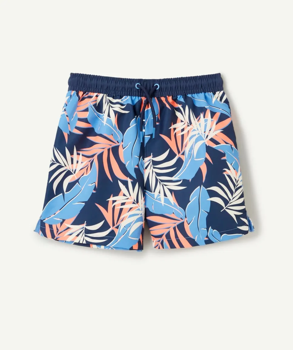 Short de bain garçon en fibres recyclé imprimé feuilles