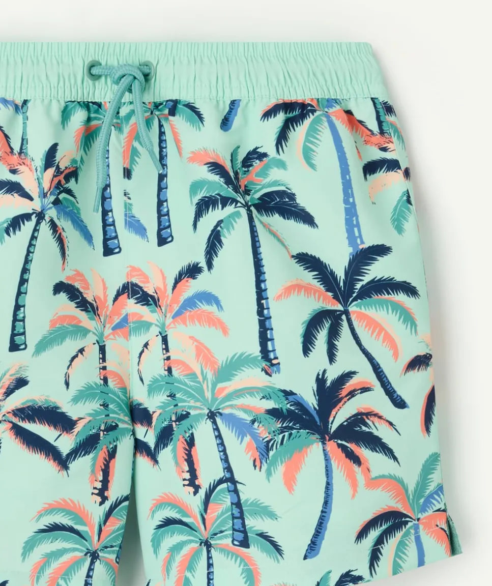 Short de bain garçon imprimé palmiers vert