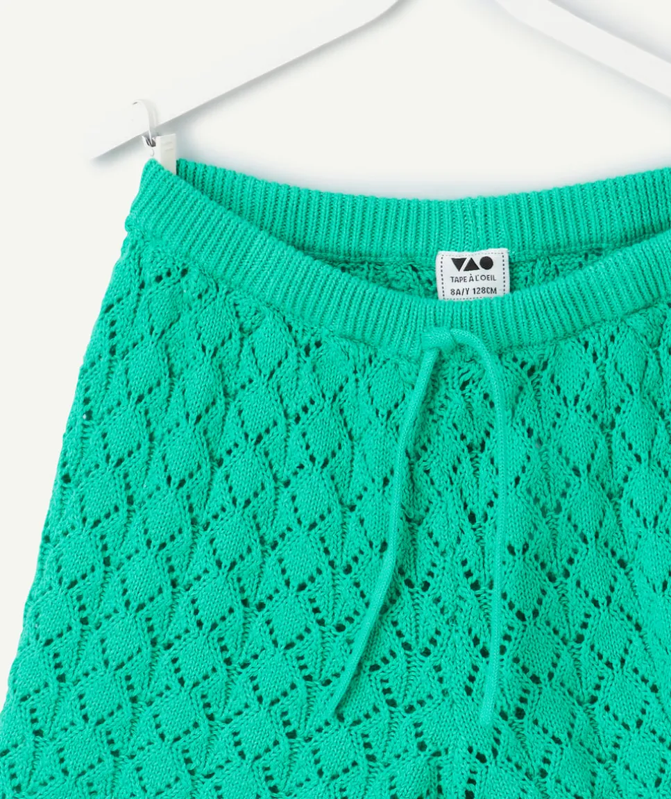 Short en crochet vert fille
