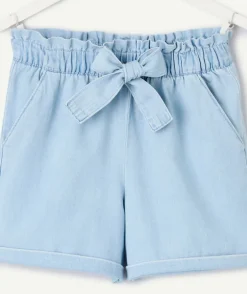 Short fille denim avec noeud