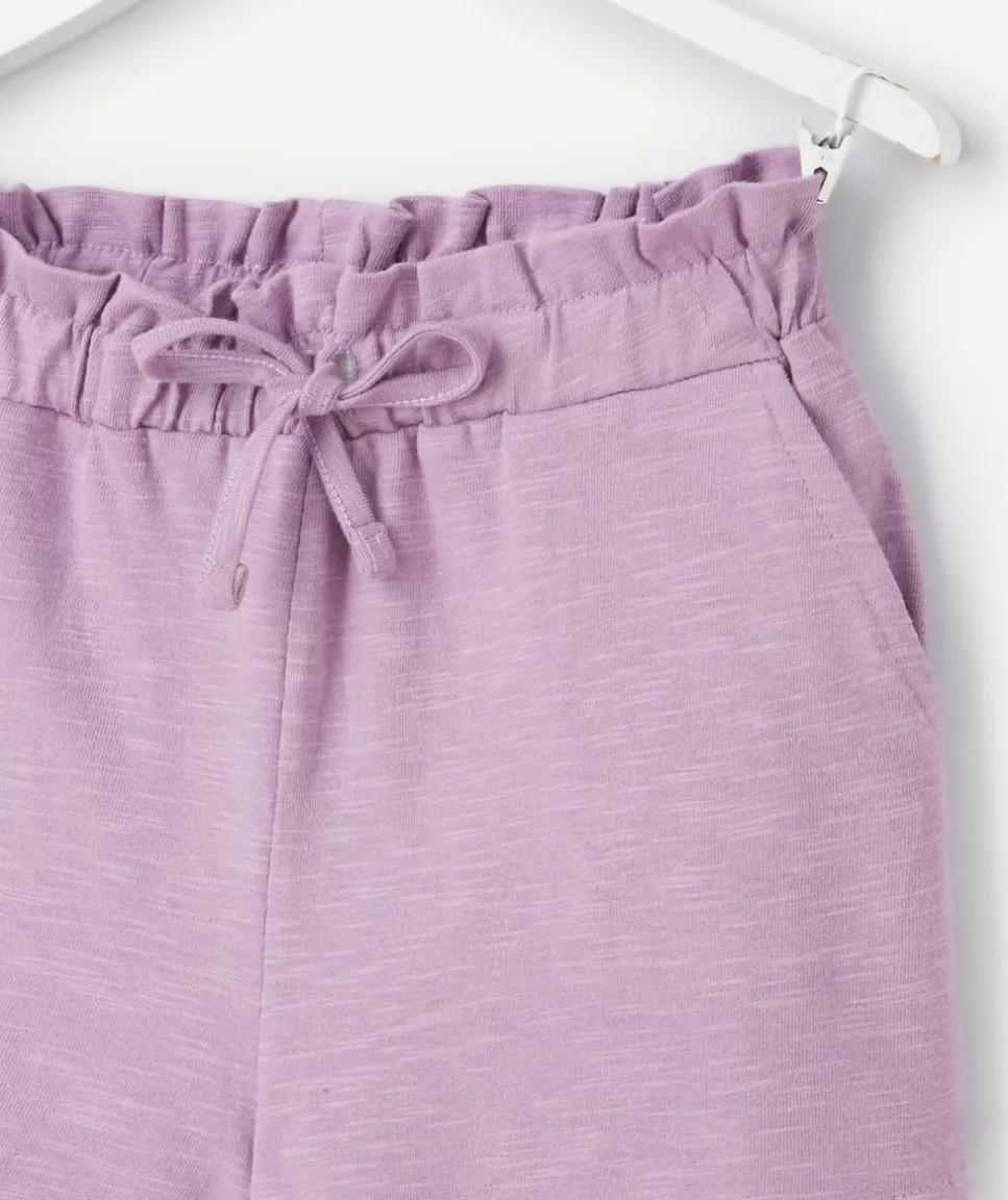 Short fille en coton biologique mauve pastel